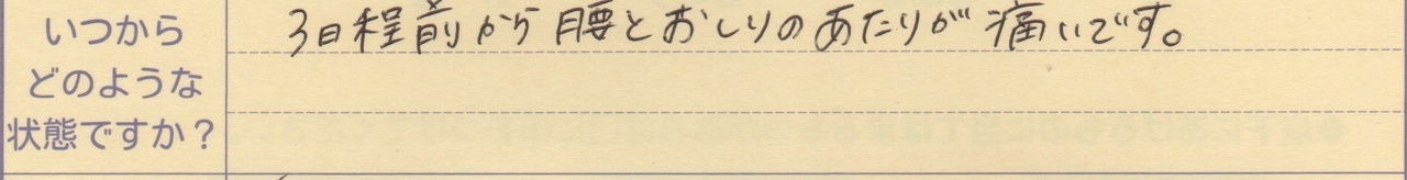 3日程まえから腰とおしりのあたりが痛いです