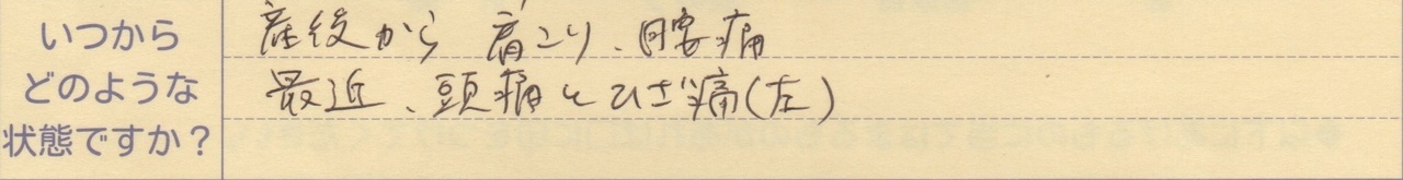 産後から肩こり、腰痛 最近頭痛と膝痛(左)