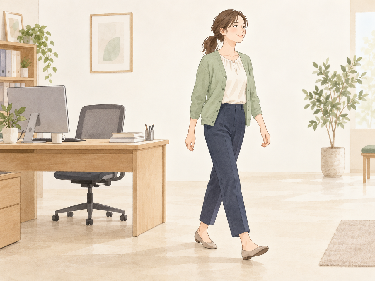 仕事の区切りに、席を離れるきっかけをつくりましょう。