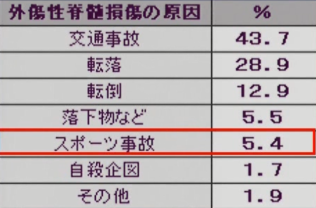 外傷性脊髄損傷の原因統計